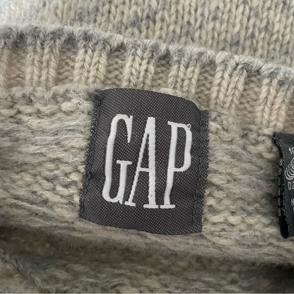 Vintage GAP 100% Wool Crewneck Knit Sweater Chunky Thick Nordic Geometric 90s - Picture 9 of 10